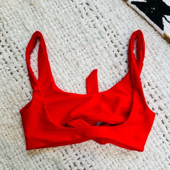 JADE Swim Bikini Top – Red Tie-Front – Size Small - Picture 3 of 4